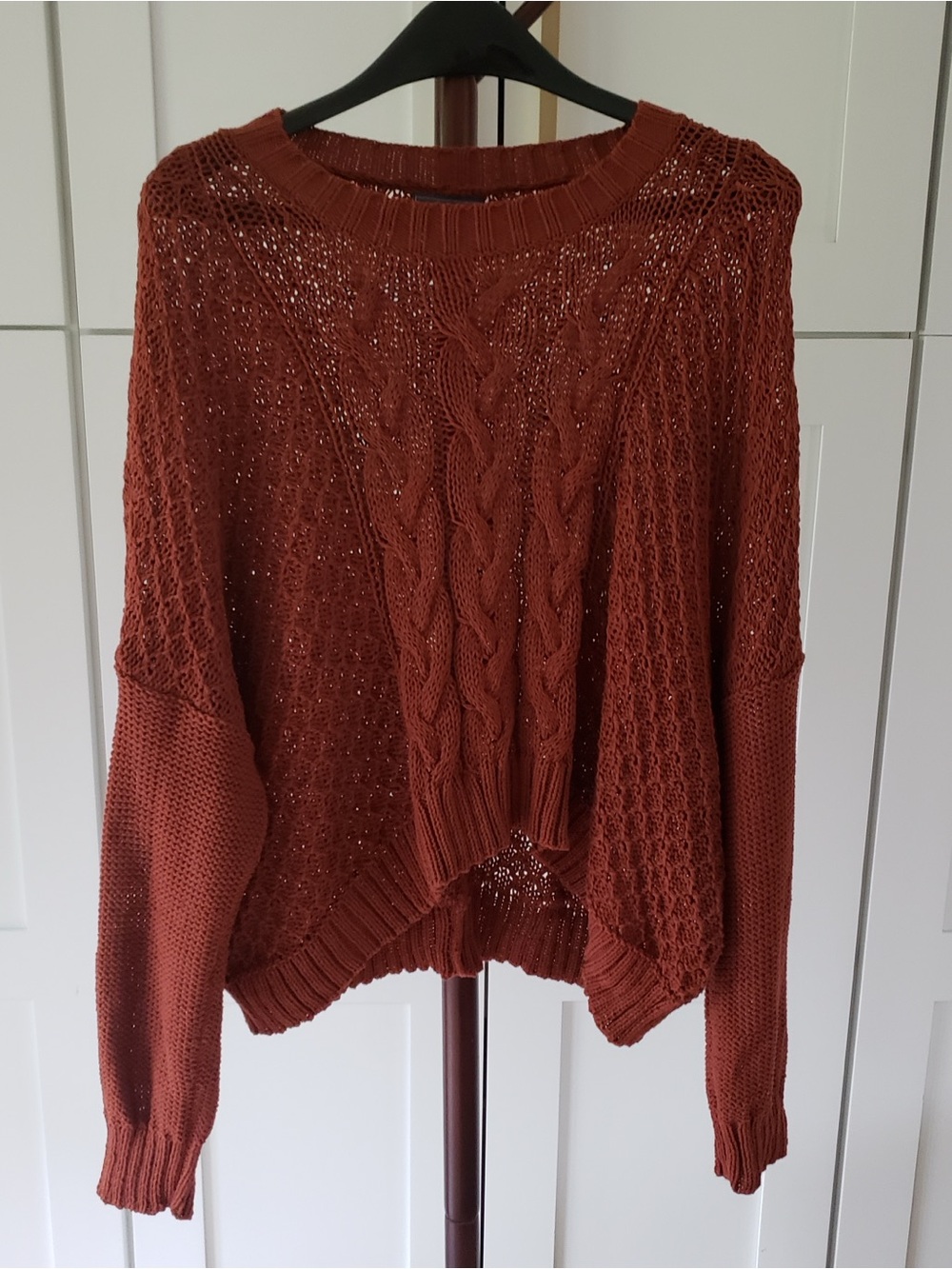 Wooden Ships Rust Cable Knit Scoop-Neck Sweater